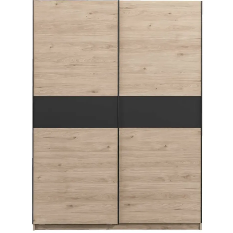 Schuifdeurkast Genua - eikenkleur/antraciet - 204x150x60 cm