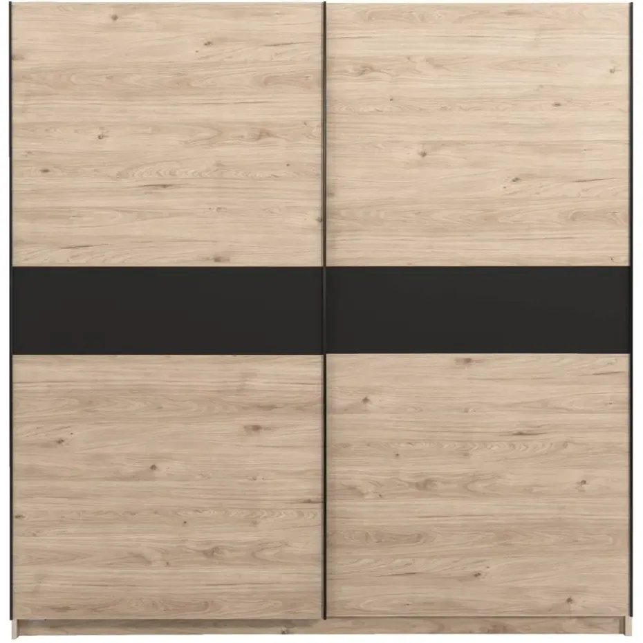 Schuifdeurkast Genua - eikenkleur/antraciet - 204x200x60 cm