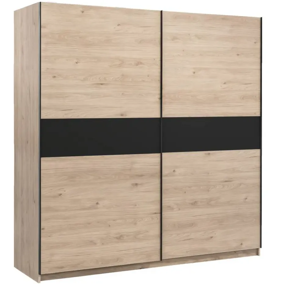 Schuifdeurkast Genua - eikenkleur/antraciet - 204x200x60 cm
