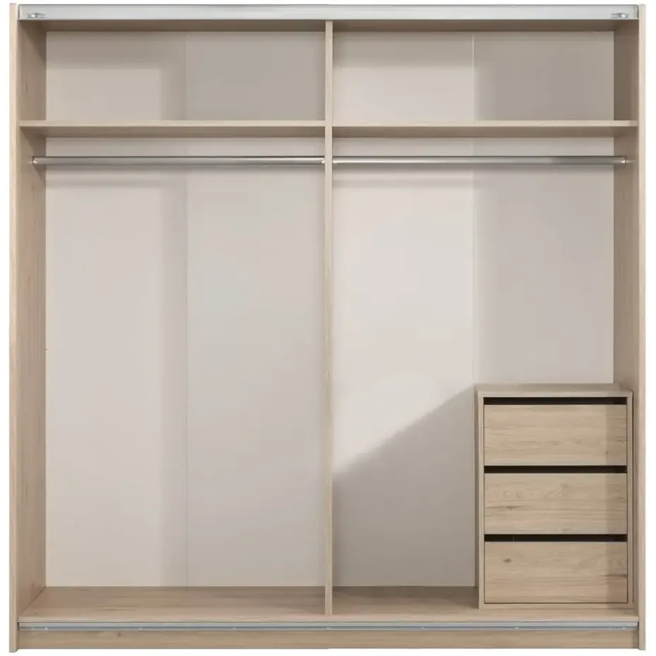 Schuifdeurkast Genua - eikenkleur/antraciet - 204x200x60 cm