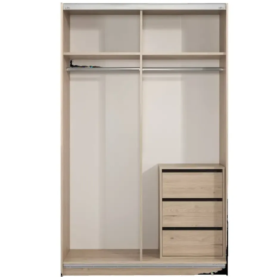 Schuifdeurkast Genua - eikenkleur/antraciet - 204x122x60 cm