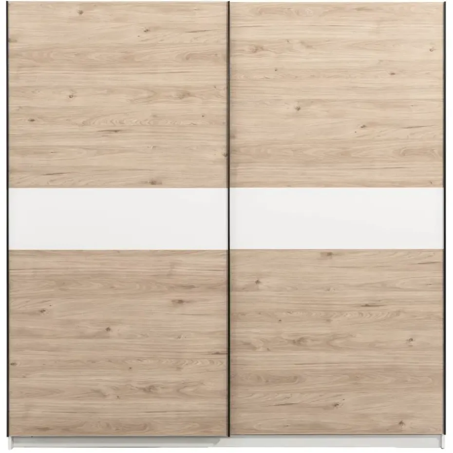 Schuifdeurkast Genua - eikenkleur/wit - 204x200x60 cm