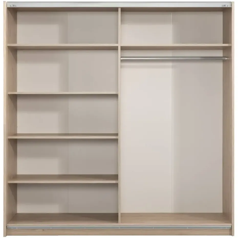 Schuifdeurkast Genua - eikenkleur/wit - 204x200x60 cm