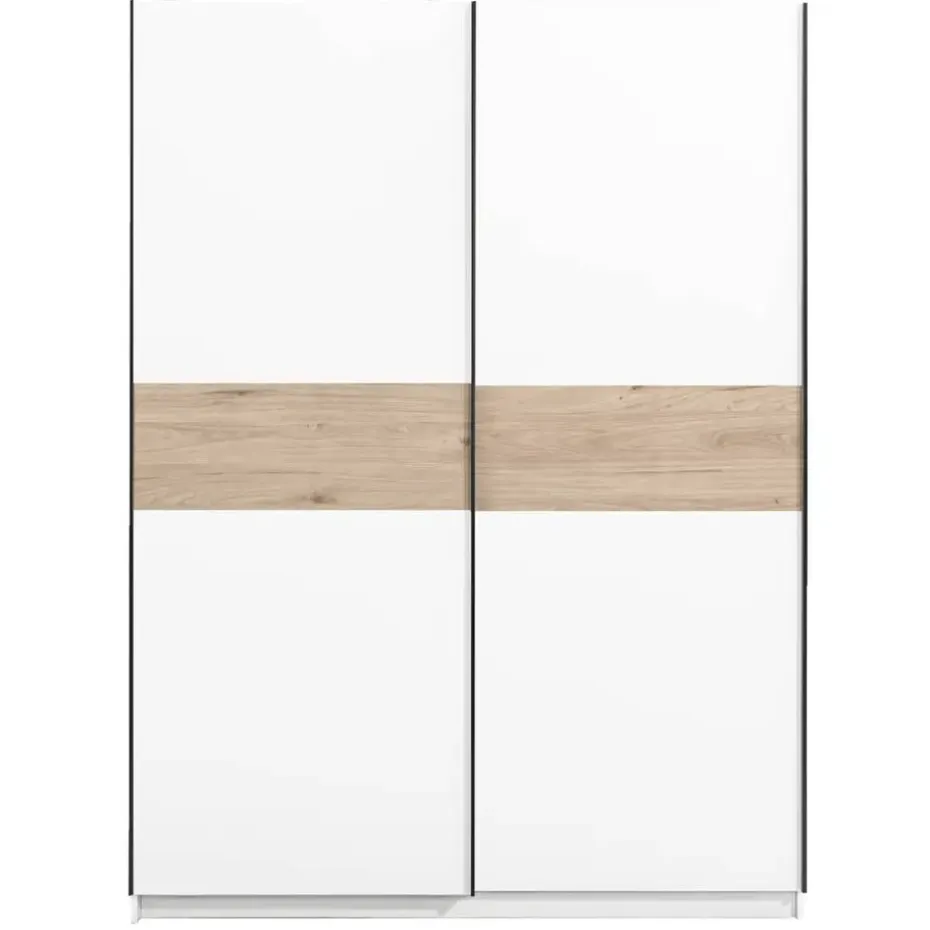 Schuifdeurkast Genua - wit/eikenkleur - 204x150x60 cm