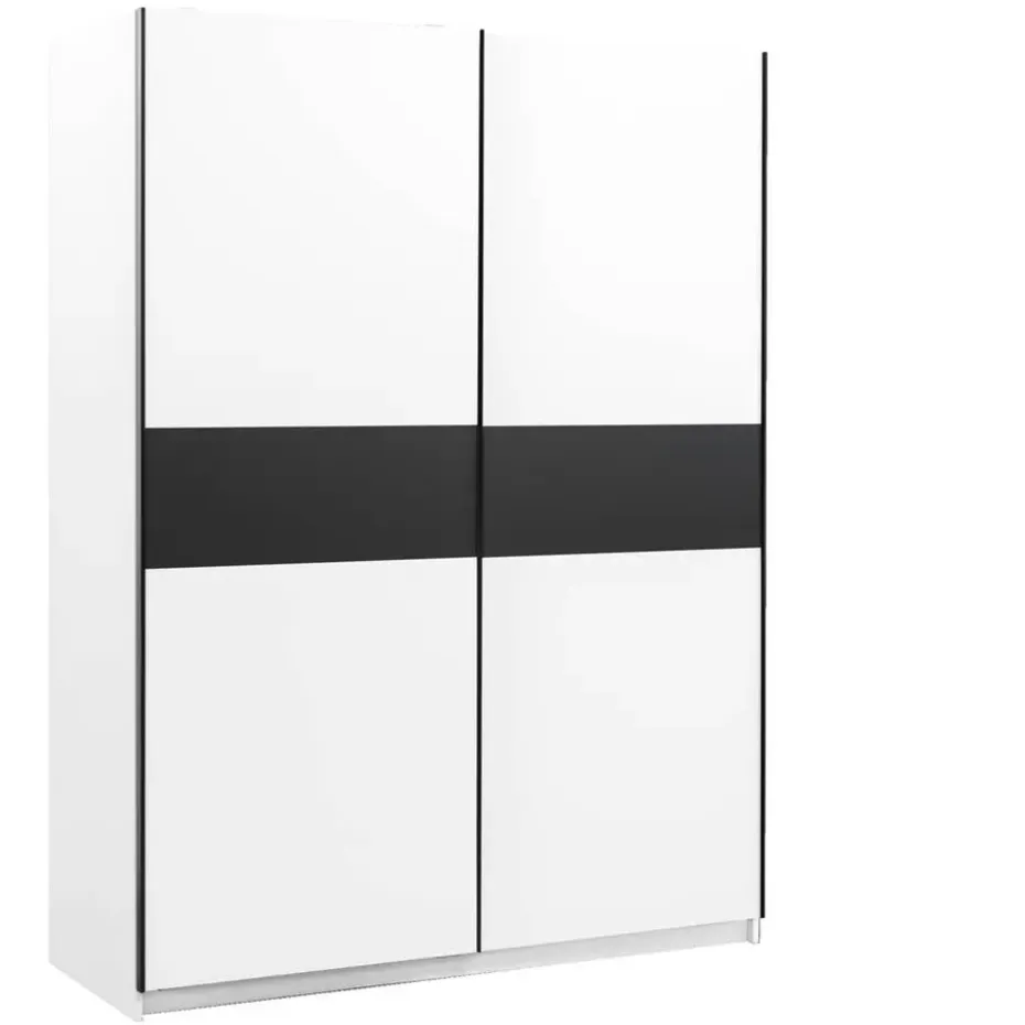 Schuifdeurkast Genua - wit/antraciet - 204x150x60 cm