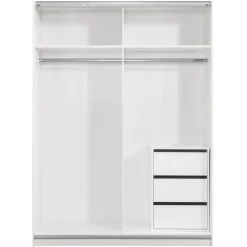 Schuifdeurkast Genua - wit/antraciet - 204x150x60 cm