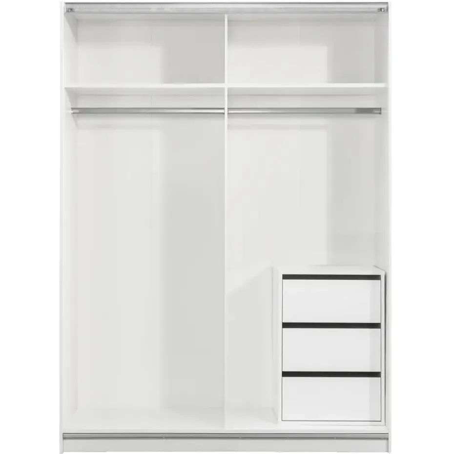Schuifdeurkast Genua - wit/antraciet - 204x150x60 cm