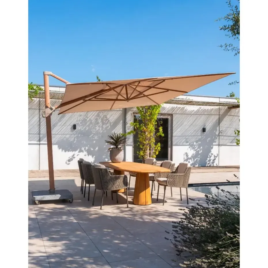 4-Seasons Hacienda zweefparasol 300 x 400 cm. - Woodlook/Sand