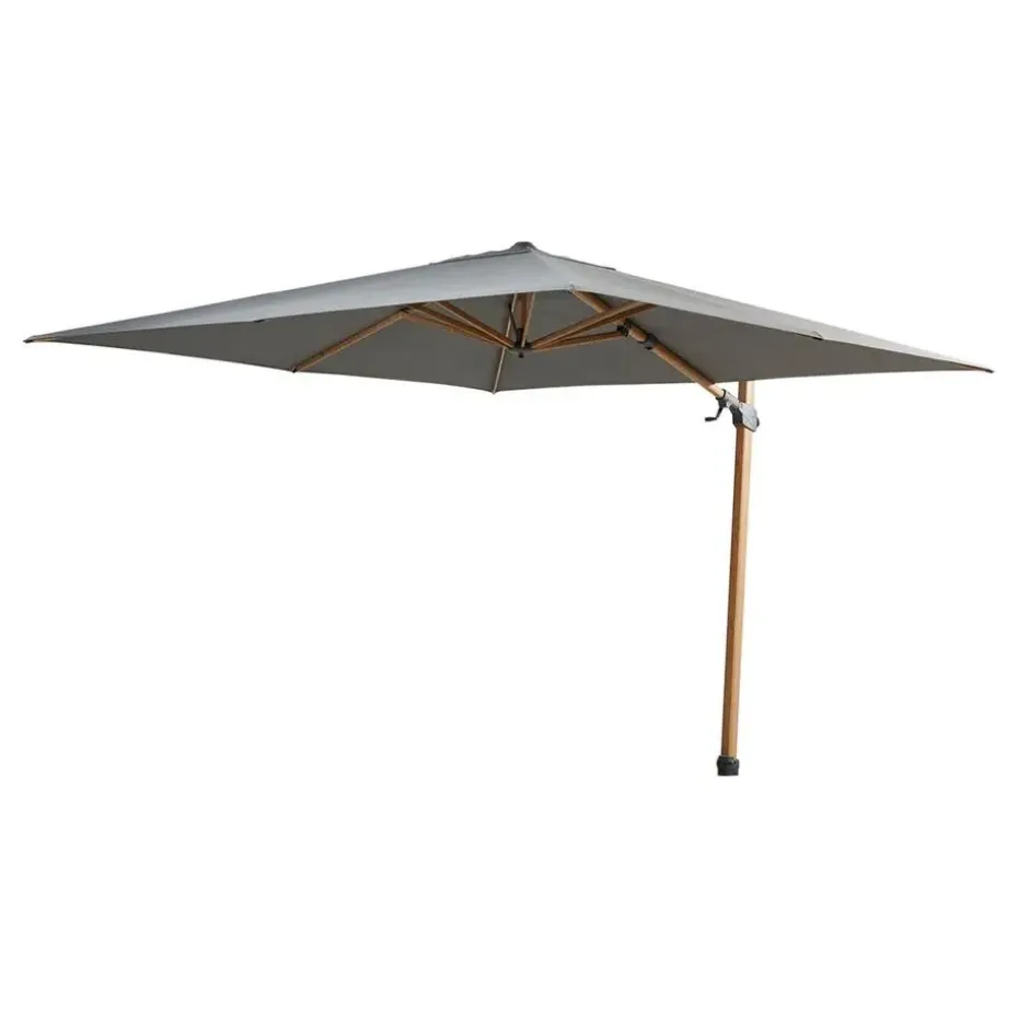 4-Seasons zweefparasol Siesta Premium 3x3 m. - woodlook/charcoal + voet en hoes