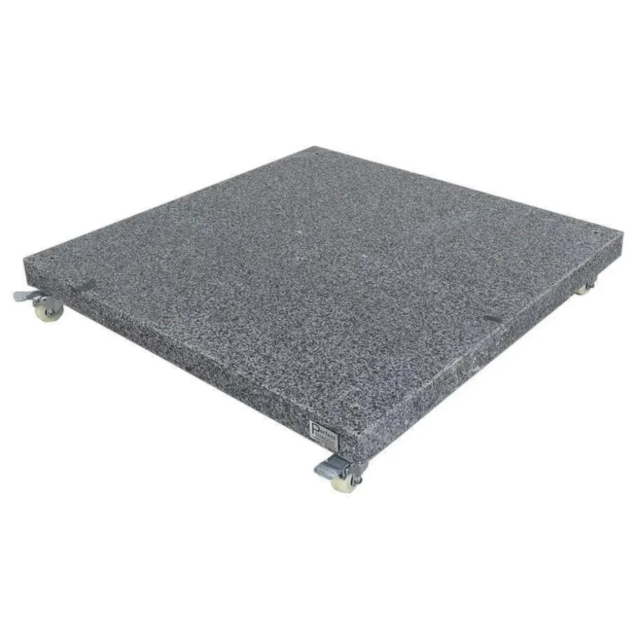 4-Seasons zweefparasol Siesta Premium 3x3 m. - woodlook/charcoal + voet en hoes