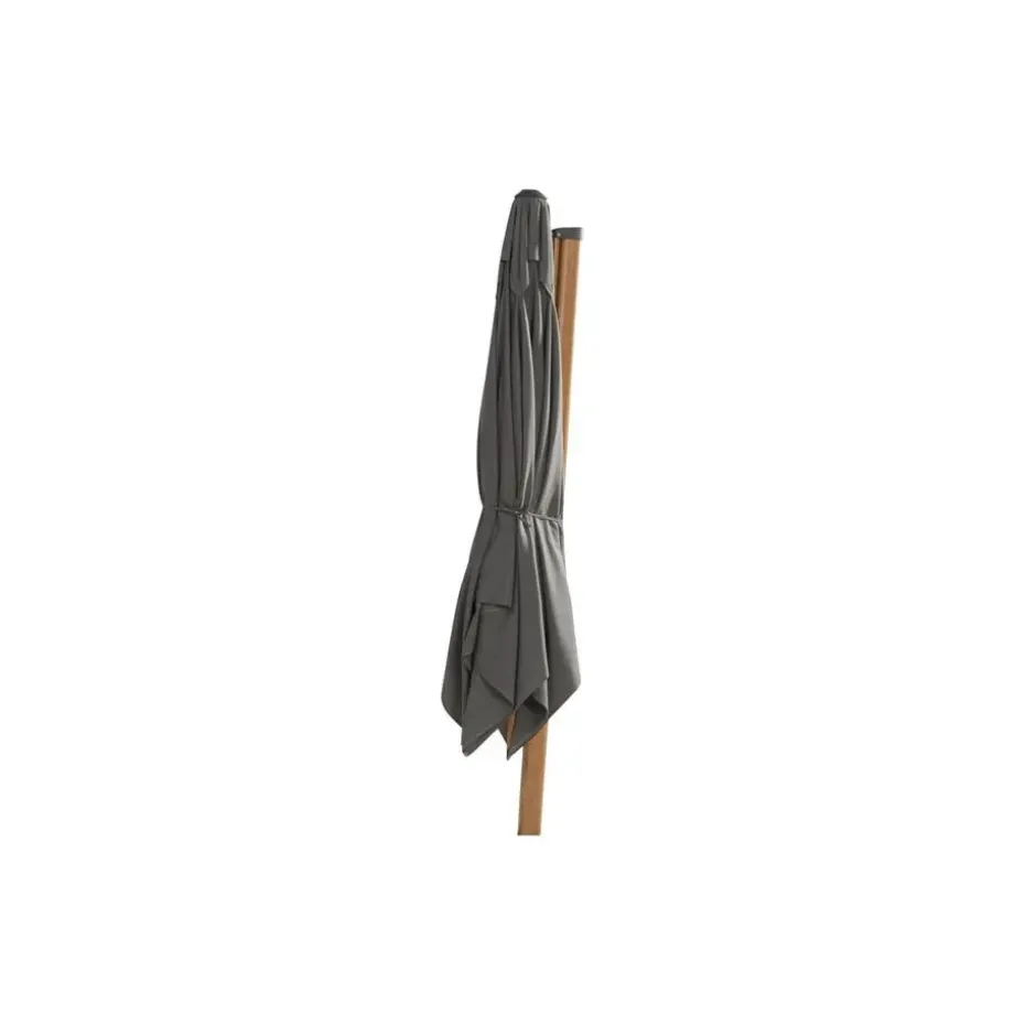 4-Seasons zweefparasol Siesta Premium 3x3 m. - woodlook/charcoal + voet en hoes