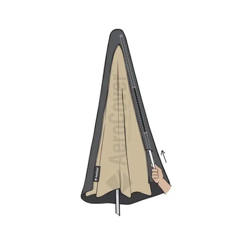4-Seasons zweefparasol Siesta Premium 3x3 m. - woodlook/charcoal + voet en hoes