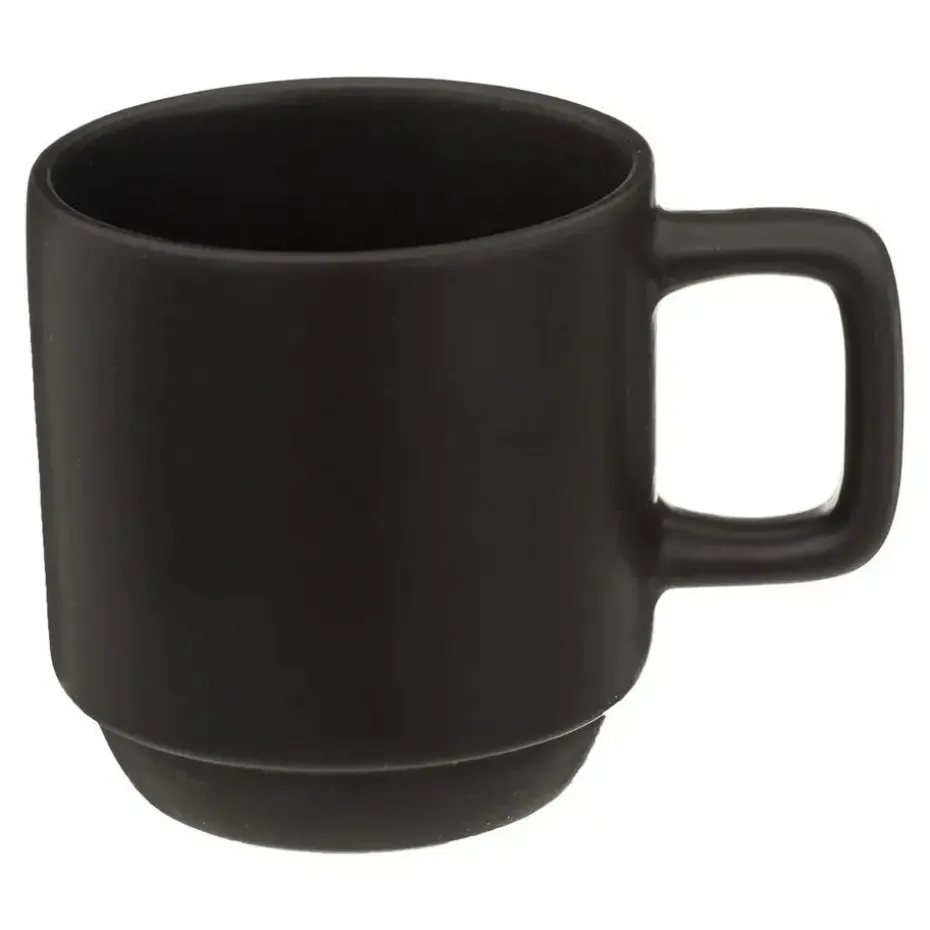 Secret de Gourmet Koffiekopjes - 4x - zwart - 120 ml - aardewerk