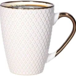 Secret de Gourmet Koffiemok Harlekijn - 1x - Keramiek - wit/goud
