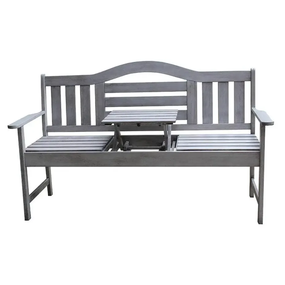 SenS-Line Nevada tuinbank met uitklapbaar tafeltje - Grijs - 150 cm - Meranti h
