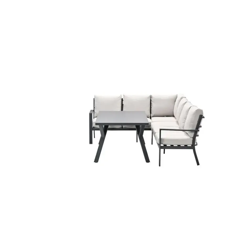 Sergio lounge-diningset - 3-delig - links - carbon black - desert sand