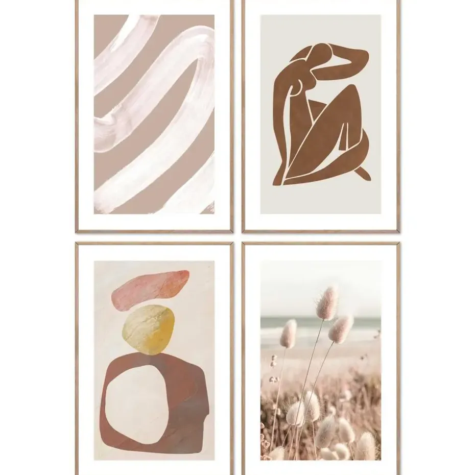 Set poster met lijst - Aards & Abstract