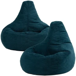 Set van 2 icon Zitzak Dalton - Corduroy Zitzak Volwassenen - Blauwgroen