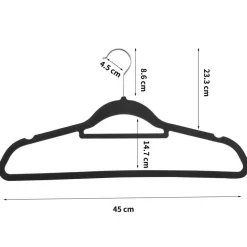 Set van 30 Kledinghangers met Fluwelen laagje - Zwart