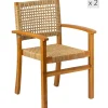Set van 2 tuinstoelen van acacia en touw