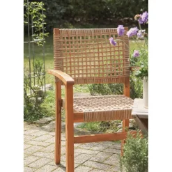 Set van 2 tuinstoelen van acacia en touw
