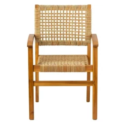 Set van 2 tuinstoelen van acacia en touw