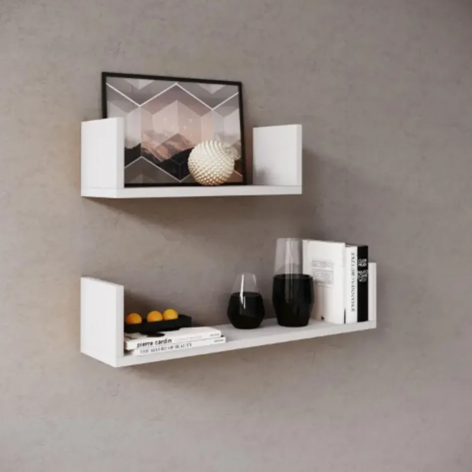 Set van 2 wandplanken 40x14.5 cm en 60x14.5 cm Britta-wit