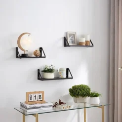 Set van 3 Wandplanken, Zwevende Boeken Planken, 30, 35 en 40 cm lang, Zwart