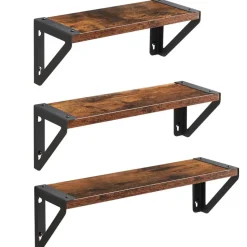 Set van 3 Wandplanken, Zwevende Plank, 30/35/40 x 12 x 11, Vintage Bruin Zwart