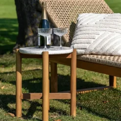 Sidetable Acacia Naturel/Wit - 37x37x46cm - Terracina