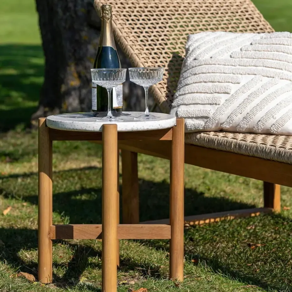 Sidetable Acacia Naturel/Wit - 37x37x46cm - Terracina