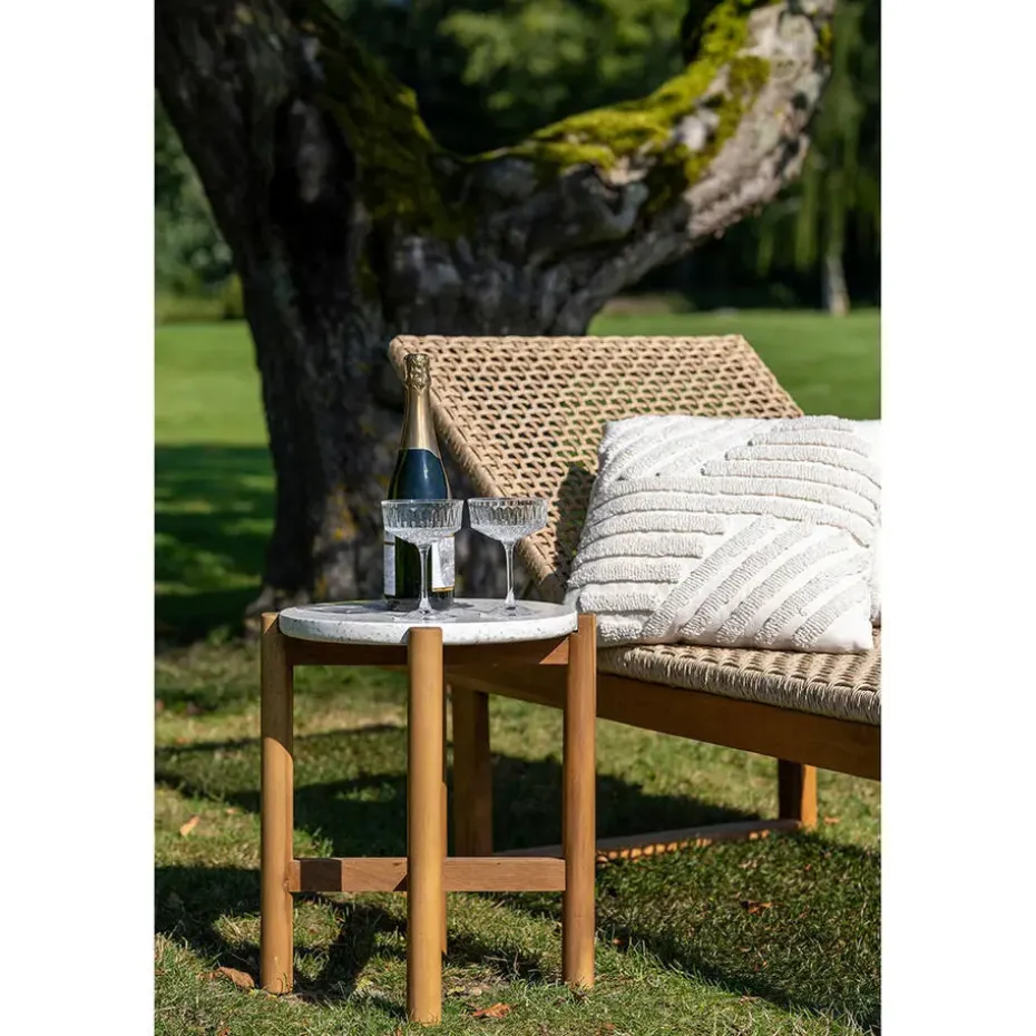 Sidetable Acacia Naturel/Wit - 37x37x46cm - Terracina