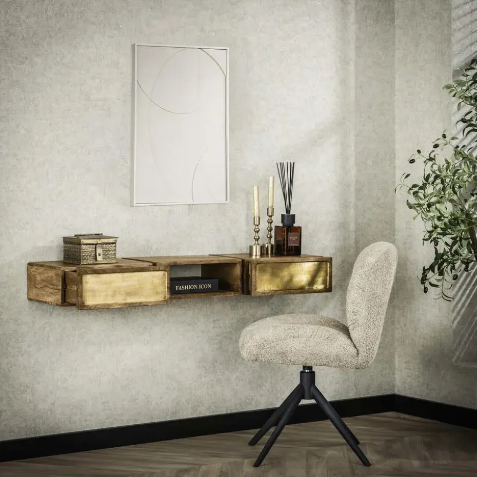 Sidetable Mangohout - 123x30x15cm - Brass