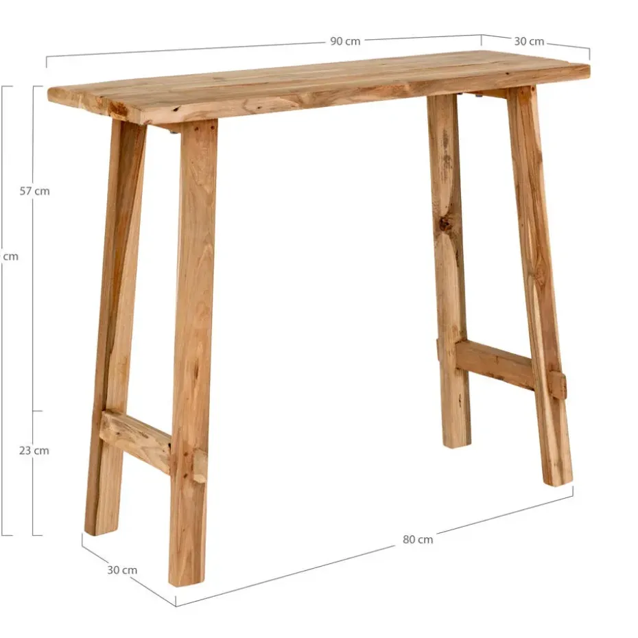 Sidetable Teakhout Naturel - 90x30x80cm - Landelijke Stijl