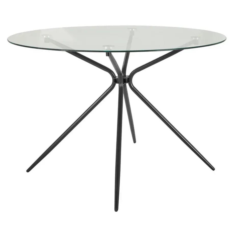 Silvie - Ronde eettafel Ø110 cm 4 zitplaatsen in glas / zwart