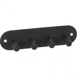 Siro Kapstok - 4 ophang haken - metaal - mat zwart - 11 x 21 cm