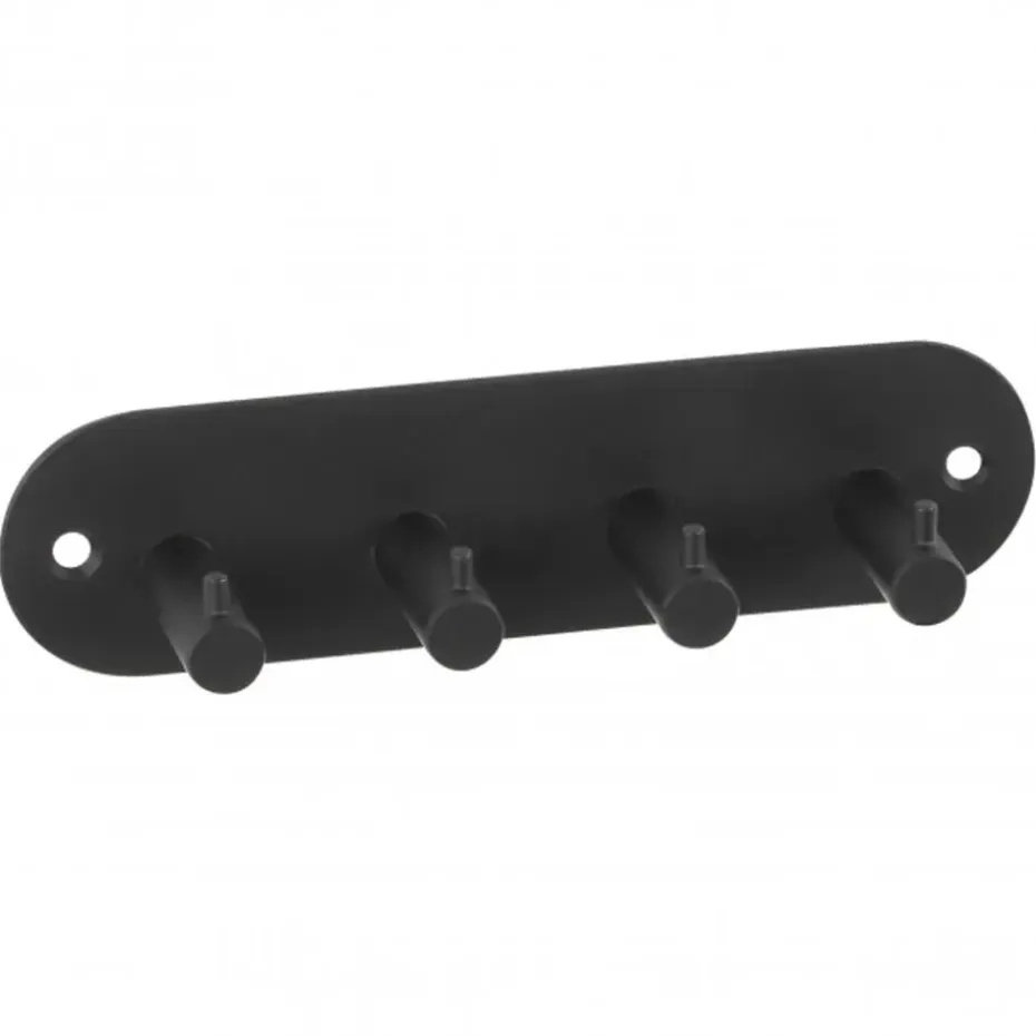 Siro Kapstok - 4 ophang haken - metaal - mat zwart - 11 x 21 cm