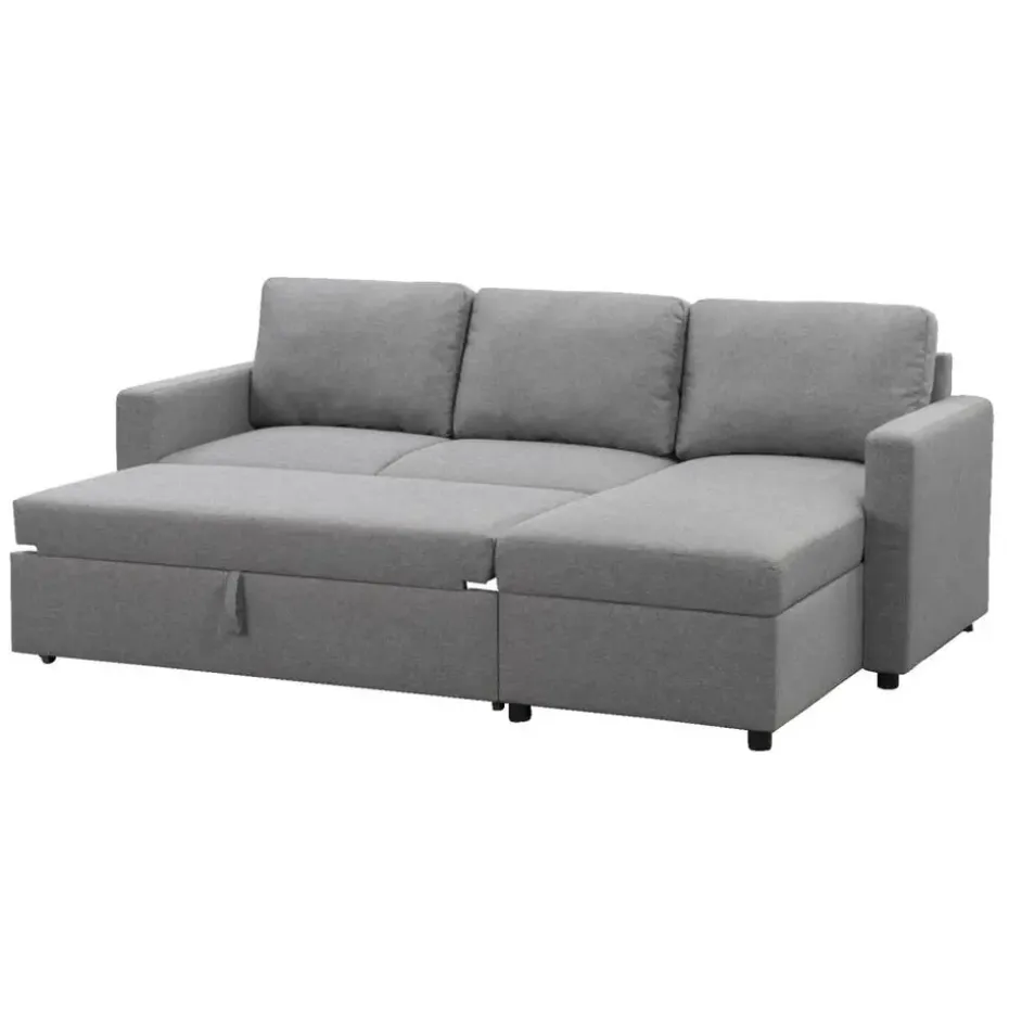 Slaapbank Turijn met opbergruimte - grijs - 82x215x145 cm