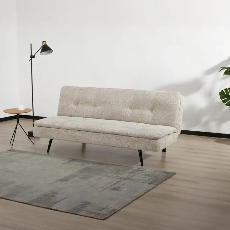 Slaapbank 3-Zits - Beige Stof - Zithoogte 41cm - 179x87x80cm - Olive
