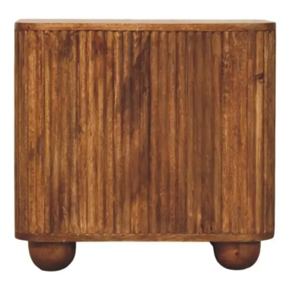 Solis Geribbelde Dressoir, 2 Deuren en 2 Planken, Lichtbruin