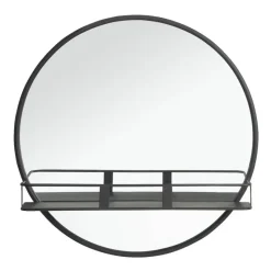 Spiegel met plateau Roel - zwart - 12xØ50 cm