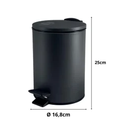Spirella Pedaalemmer Cannes - zwart - 3L - metaal - 17 x 25 cm