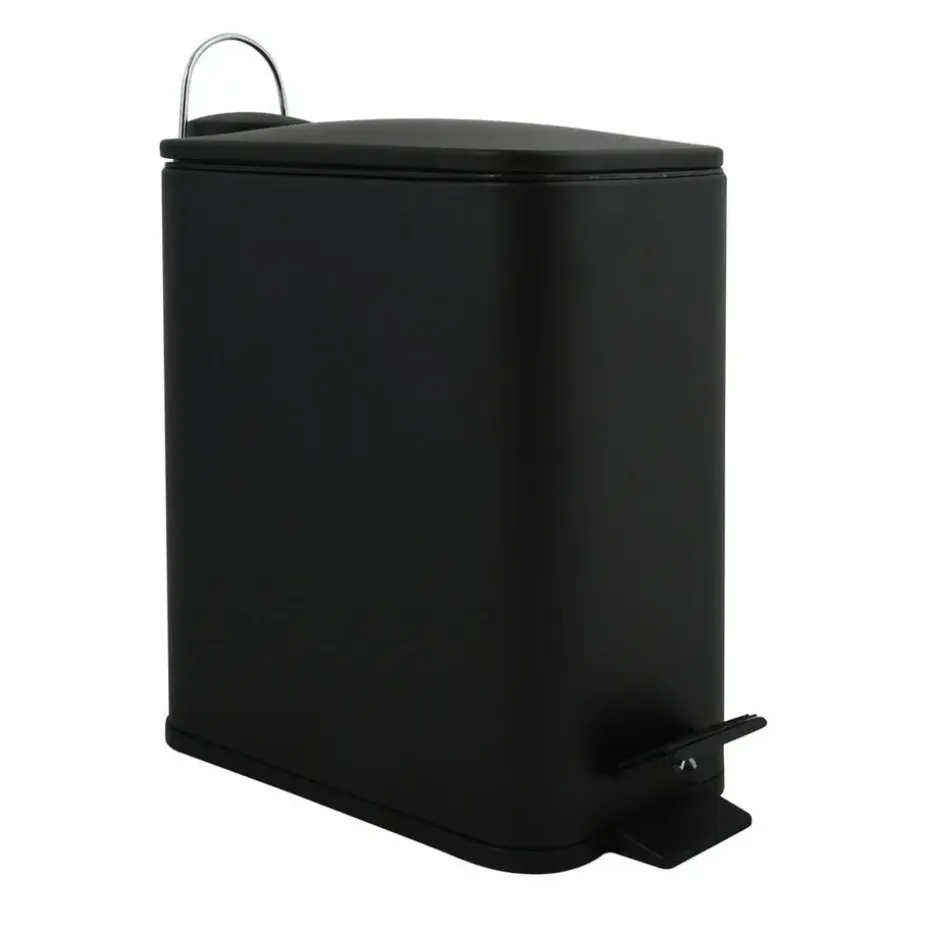 Spirella Pedaalemmer Paris - zwart - 5L - metaal - 28 x 14 x 29 cm