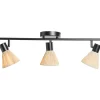 3-spot Raffia E14 - beige/zwart metaal - 21x66x11 cm