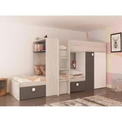 Stapelbed Beau (lattenbodem onderste bed niet inbegrepen) - grenen/grijs