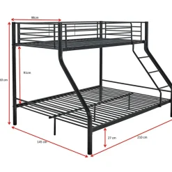 Stapelbed Trixie 90x200 & 140x200 - metaal - mat zwart