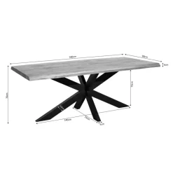 Starfurn - Boomstamtafel Denver - Bruin - 90x180x76 cm