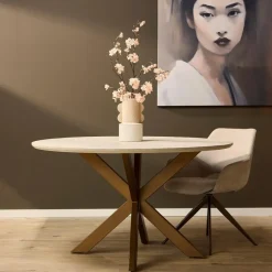 StarFurn - Eettafel Madison ø150 cm - zand/brons