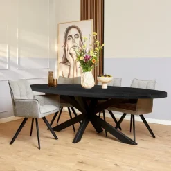 StarFurn - Ovale eettafel Denver - 210 cm - zwart