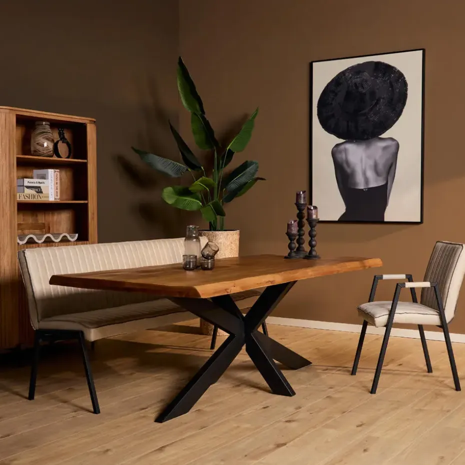 StarFurn - Rechthoekige boomstamtafel Boston - 160 cm - naturel